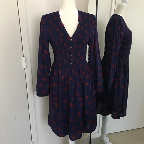 Maeve Anthropologie banet heart blue dress S - Picture 4 of 8